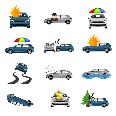 Car Insurance Iconsのイラスト素材