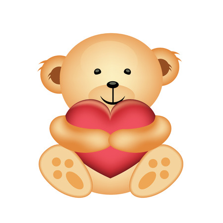 Cute Teddy Bear with Heartのイラスト素材