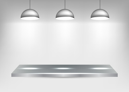 Metal Store Shelf with Lightsのイラスト素材