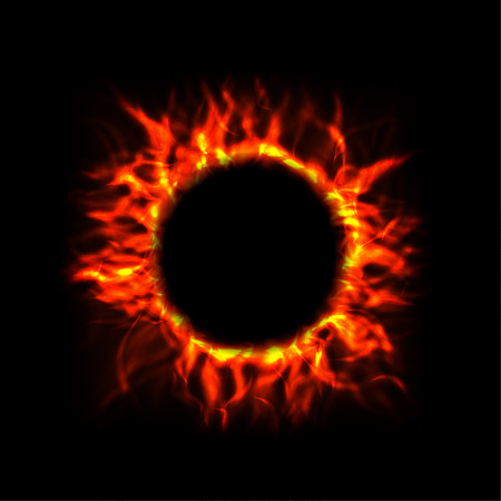 Vector Fire Circle on Black Backgroundのイラスト素材