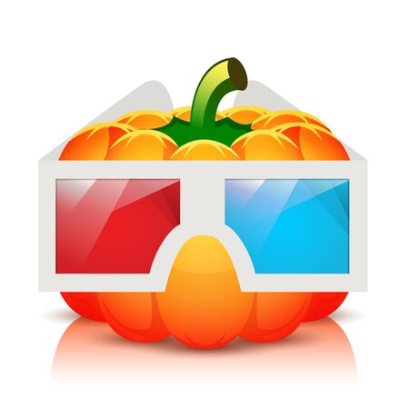 Pumpkin with 3d Glassesのイラスト素材