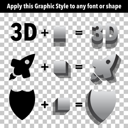 Gray 3d Graphic Styles for Adobe Illustrator. Apply styles to shapes and text using graphic styles panel.のイラスト素材