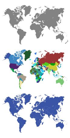 World Maps with Outlined Countriesのイラスト素材