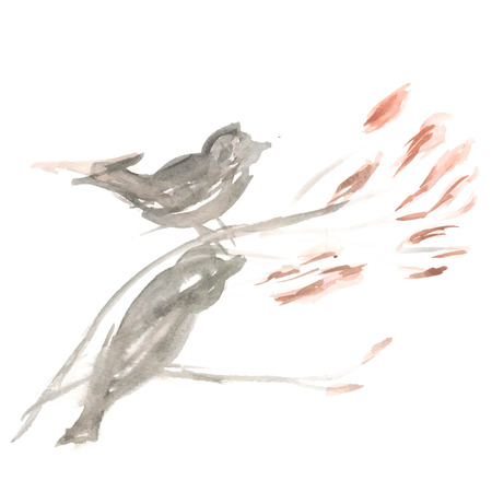 Watercolor birdsのイラスト素材