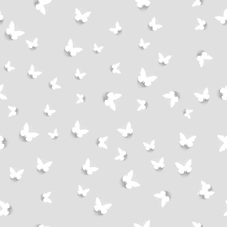 Seamless background with white butterfliesのイラスト素材