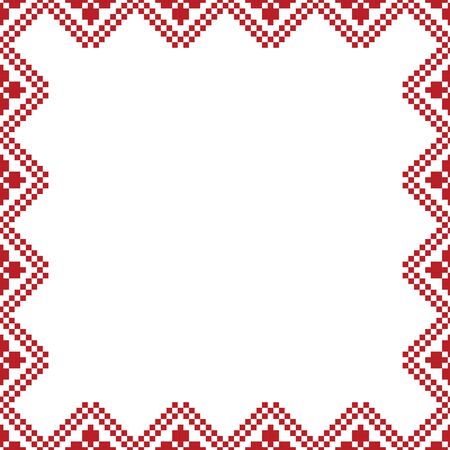 Christmas Red Knitted Nordic Frameのイラスト素材