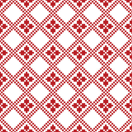 Seamless Christmas Red Knitted Nordic patternのイラスト素材