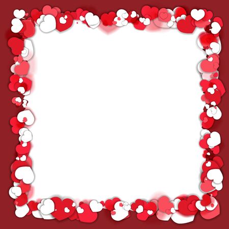 Valentines day Frame with Red and White Heartsのイラスト素材