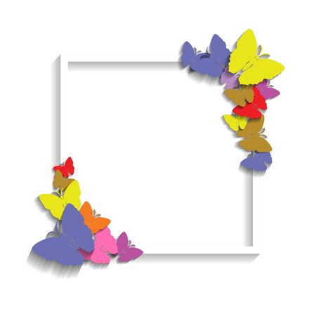 Frame with Colorful Butterfliesのイラスト素材