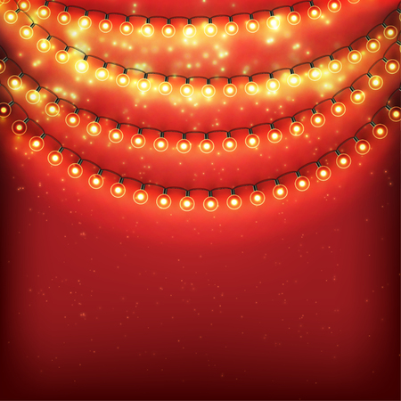 Red Christmas Background with Light Bulbsのイラスト素材