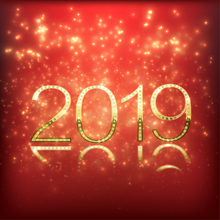 Shiny New Year Background Design with Golden Numbersのイラスト素材