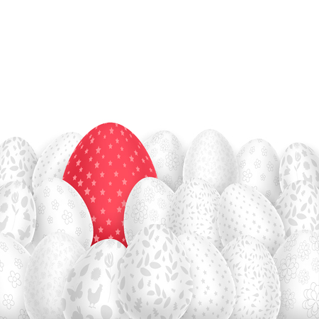 Background with White and Red Easter Eggsのイラスト素材