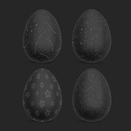 Set of Black Decorated Easter Eggsのイラスト素材