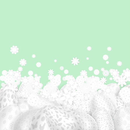 Background with White Easter Eggs and Flowersのイラスト素材