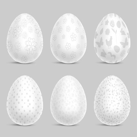 Set of White Decorated Easter Eggsのイラスト素材