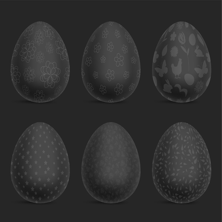 Set of Black Decorated Easter Eggsのイラスト素材