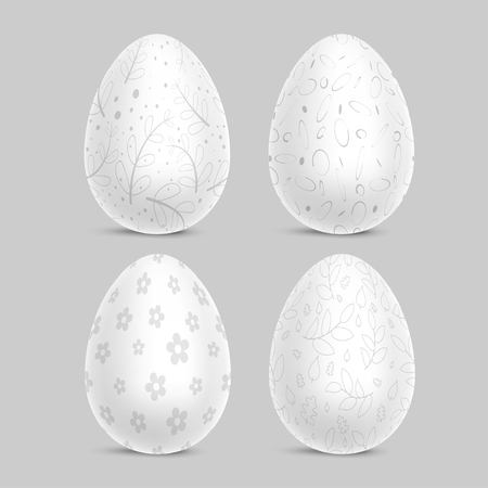 Set of White Decorated Easter Eggsのイラスト素材