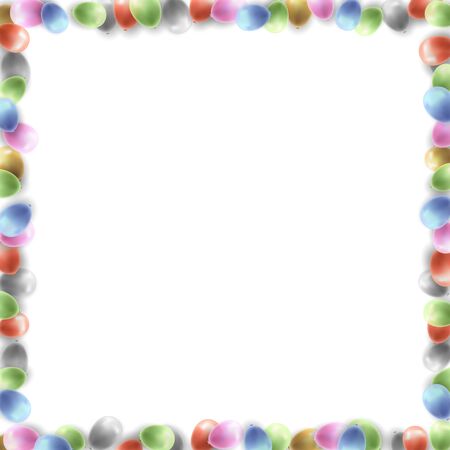 Birthday Party Vector Frame with Balloons on White Backgroundのイラスト素材