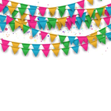 Vector Carnival Background with Hanging Flag Garlandsのイラスト素材