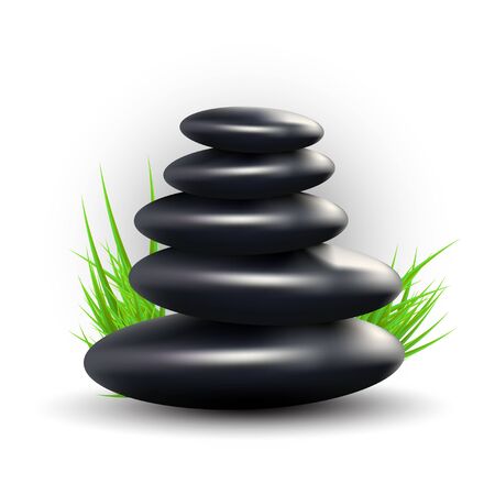 Spa Design with Zen Stones and Grassのイラスト素材