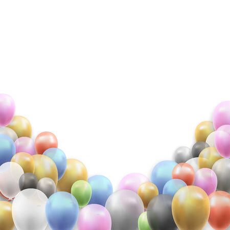 Birthday Party Vector Background with Balloons on White Backgroundのイラスト素材