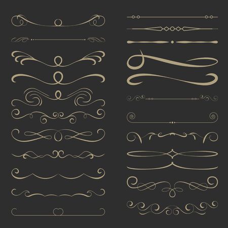 Vintage Calligraphic Design Page Dividers Set 2のイラスト素材