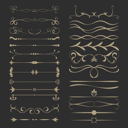 Vintage Calligraphic Design Page Dividers Set 3のイラスト素材