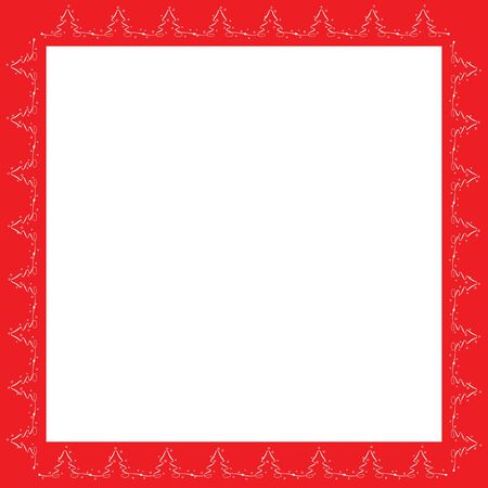 Red Christmas Frame with Trees and Starsのイラスト素材