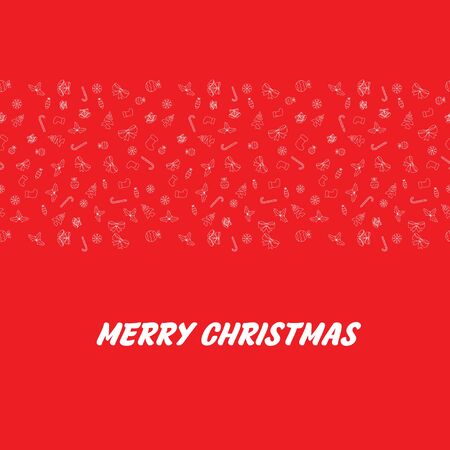 Seamless Flat Style Christmas Pattern with Candies, baubles, holly berries, socks, bells and snowflakesのイラスト素材