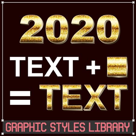 Vector Golden Christmas and New Year Glitter Graphic Styles - Apply Using Graphic Styles Library. EPS10 version.のイラスト素材