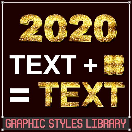 Vector Golden Christmas and New Year Glitter Graphic Styles - Apply Using Graphic Styles Library. EPS10 version.のイラスト素材