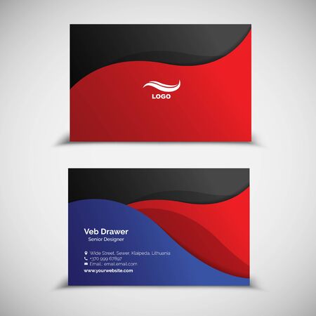 Business Card Design Template with Modern Wavesのイラスト素材