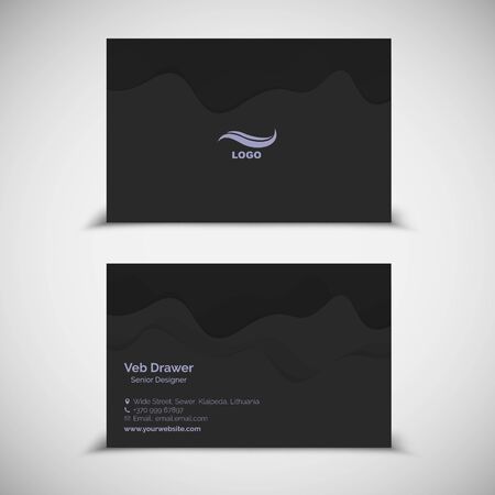 Business Card Design Template with Modern Wavesのイラスト素材