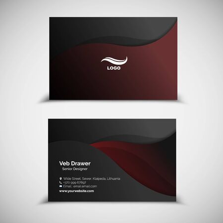 Business Card Design Template with Modern Wavesのイラスト素材
