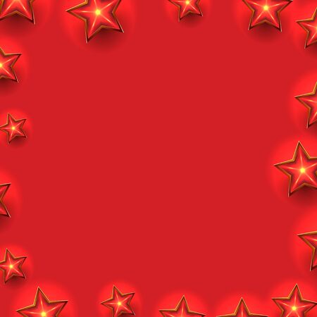 Red Christmas Frame with Stars Composition Borderのイラスト素材