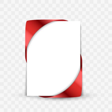 Red Festive Bow Ribbon Corner over White Paper  with Shadowsのイラスト素材