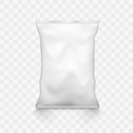 White Empty Plastic Snack Bag Packaging Mockupのイラスト素材