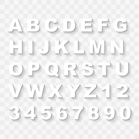 Upper Case Alphabet Letters and Numbers with Flat Shadow Collectionのイラスト素材
