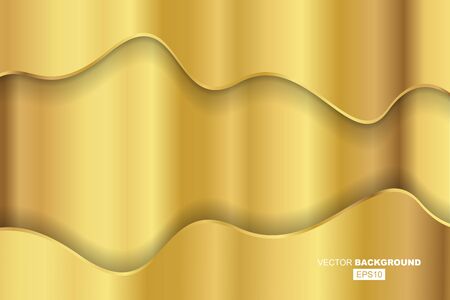 Golden Modern Fluid Background Composition with Dark Gradients and Gold Metal Wavy Line with Shadowのイラスト素材