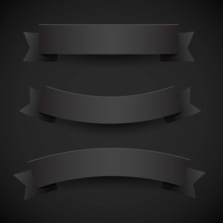 Set of Black Paper Flags or Ribbonsのイラスト素材