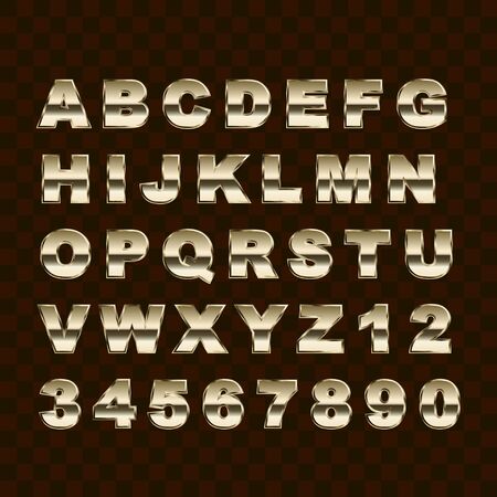 Golden Style Upper Case Alphabet Letters and Numbers Collectionのイラスト素材
