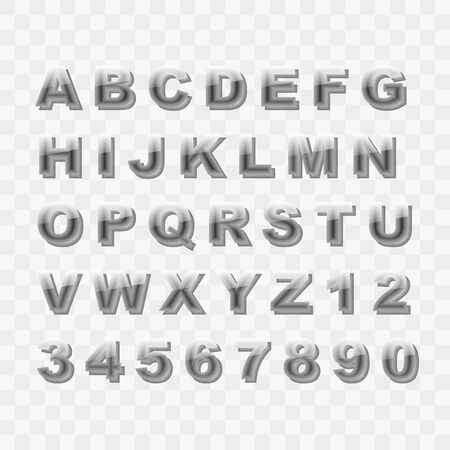 Glass Style Upper Case Distorted Alphabet Letters and Numbers Collectionのイラスト素材