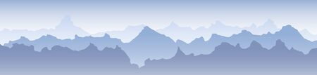 Beautiful Blue Mountain Landscape Banner  with Fogのイラスト素材