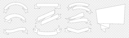 Set of White Flags and Ribbon Banners designのイラスト素材