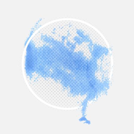 Blue Watercolor Stain Banner Design Element with Frame and Halftone Textureのイラスト素材