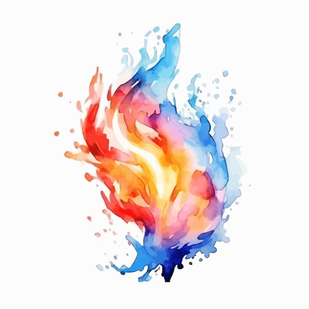 Vector watercolor illustration of fire. Isolated on white background.のイラスト素材