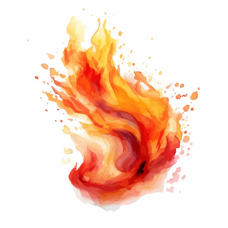 Vector illustration of watercolor splashes and blots. Fire background.のイラスト素材