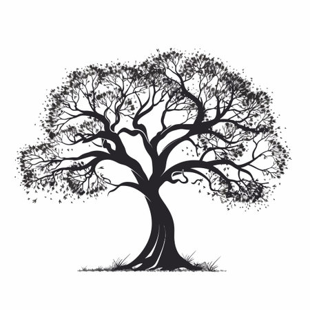 Beautiful hand drawn art tree isolated on white background. Vector illustrationのイラスト素材