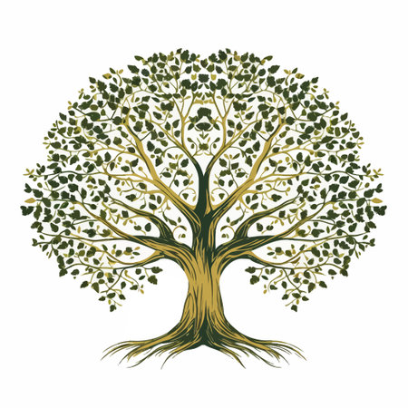 vector image of a tree with green leaves isolated on a white backgroundのイラスト素材