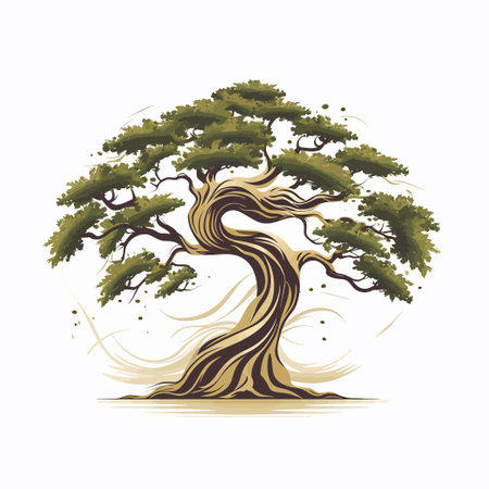 Bonsai tree. Vector illustration isolated on a white background.のイラスト素材